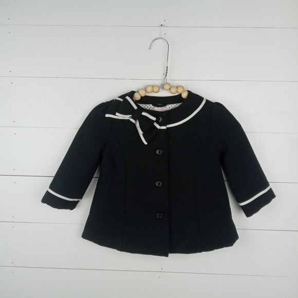 Janie and Jack Other - Janie and Jack Girls 12-24 mos black and white button up bow design coat
